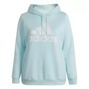 Image of adidas Essentials Logo Fleece Hoodie (Plus Size) Womens - Almost Blue / White