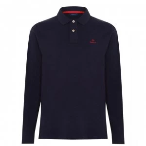 Image of Gant Contrast Rugger Polo Shirt - Navy 433
