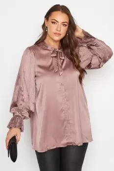 Image of Pleated Bow Blouse