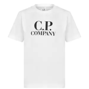 Image of CP COMPANY BoyS Goggle Logo T Shirt - White