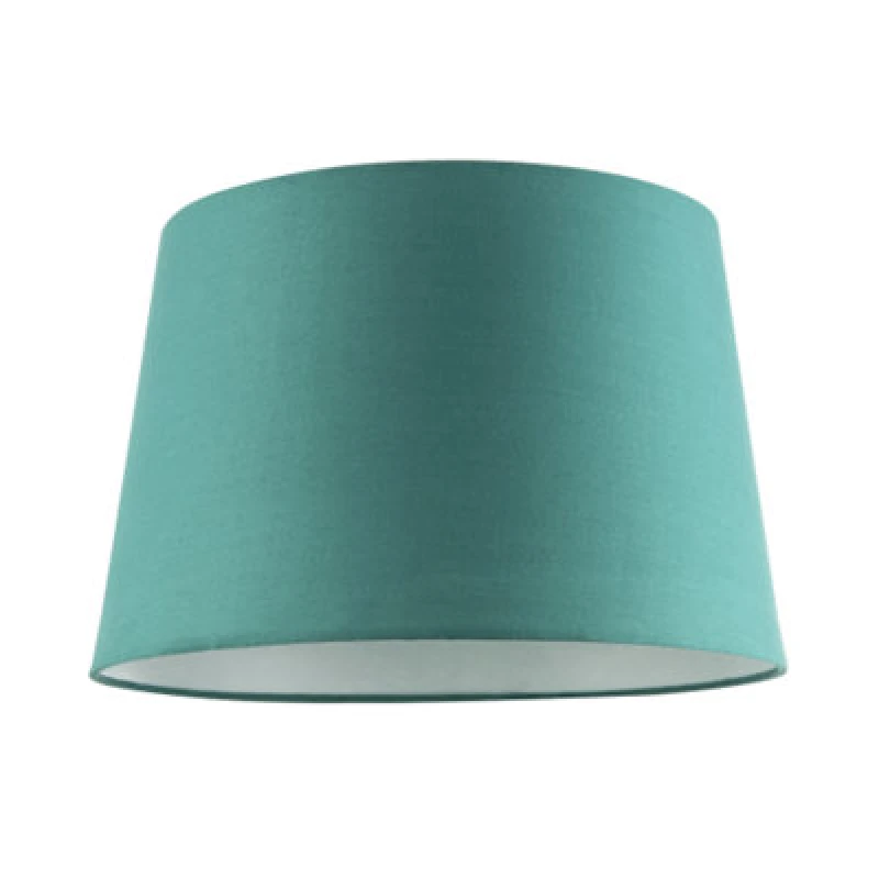 Image of Happy Homewares Vivid Teal Cotton Fabric 12" Drum Lampshade With White Cotton Inner