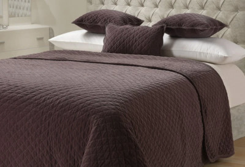 Image of Sweet Dreams Elegant Bedding Quilted Stitch Cotton Linen Blend Throw Blanket With Velvet Touch For Sofa, Bed - 265Cm X 265Cm - Mink