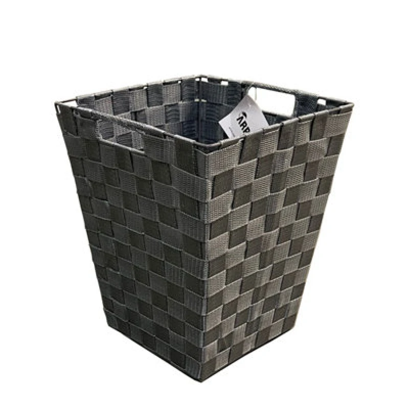 Image of Arpan Waste Paper Bin Grey Nylon Plastic Strong Square Storage Basket Ideal For Home, Office, Hotels - Versatile Wastebasket For G