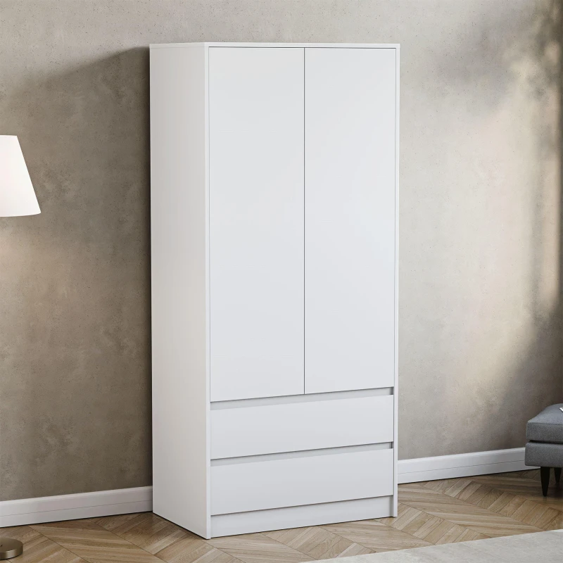Image of Lassic Vida Designs Denver 2 Door Wardrobe With Drawers White unisex One Size