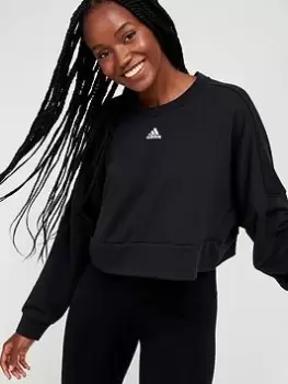 Image of adidas Yoga Studio Sweat Top - Black/White, Size L, Women