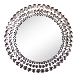 Image of Silver Metal Jewelled Circular Wall Mirror