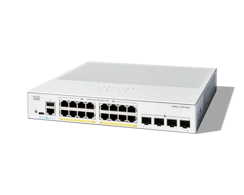 Image of Cisco Cisco Catalyst 1300-16P-4X Managed Switch, 16 Port GE, PoE, 4x10GE SFP+, Limited Lifetime Protection (C1300-16P-4X) C1300-16P-4X