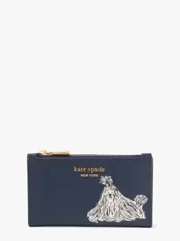 Image of Kate Spade Shaggy Embossed Small Slim Bifold Wallet, Blue, One Size