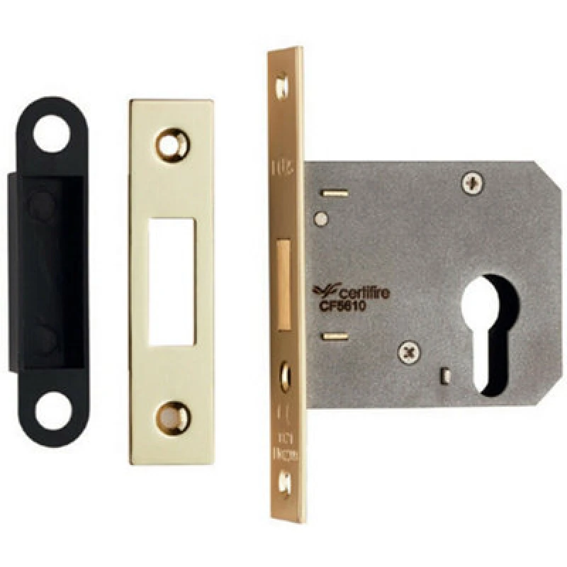 Image of Loops Residential Euro Profile Deadlock Casing 78.5mm 108mm Fixings Electro Brassed Metallics unisex