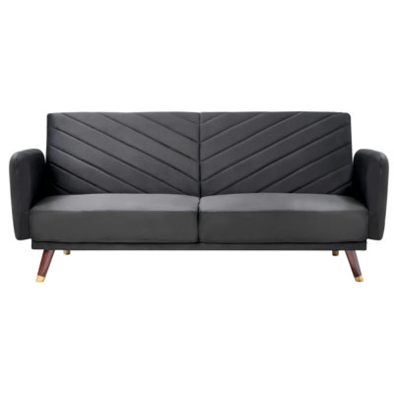 Image of Beliani Sofa Bed 3 Seater Senja Velvet Black