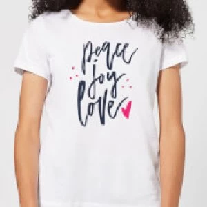Image of Peace Joy Love Womens T-Shirt - White - 5XL