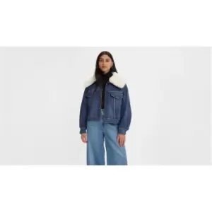 Image of Levis Borg Collar Trucker Jacket - Blue