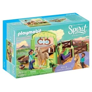 Image of Playmobil Dreamworks Spirit PRU & Chica Linda with Horse Stall