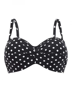 Image of Panache Anya Polka Dot Bandeau Bikini Top - Black/White, Size 40F, Women