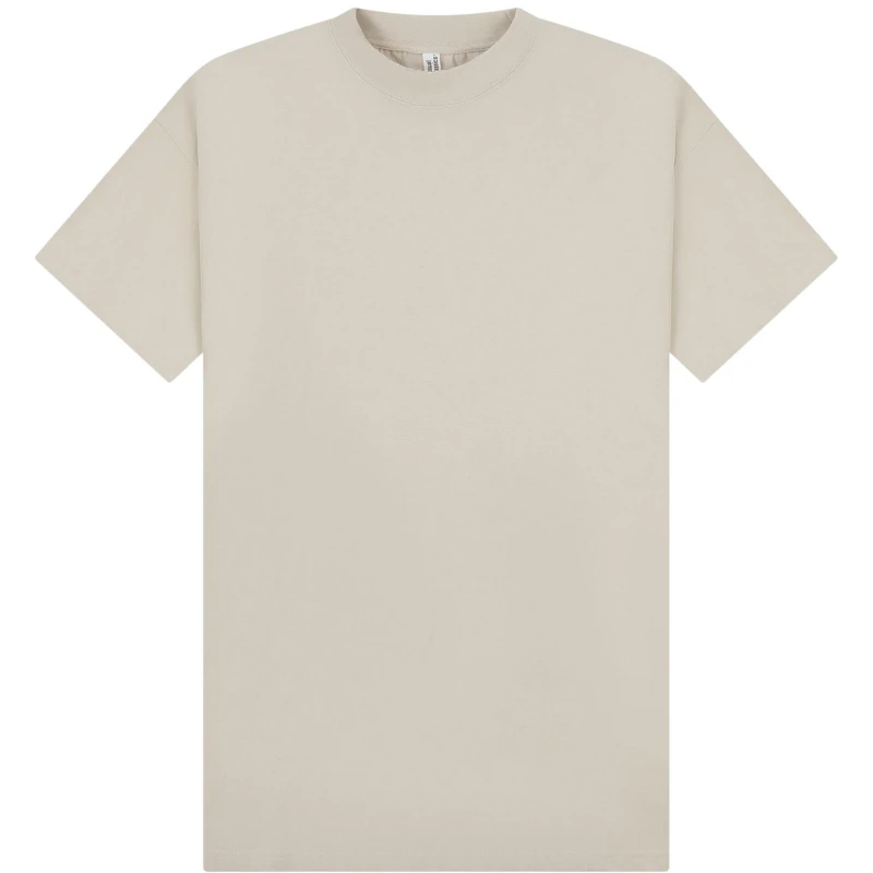 Image of Casual Classics Mens Combed Ringspun Cotton Extended Neckline Tall Oversized T-Shirt in Stone Size: Small Stone Male S