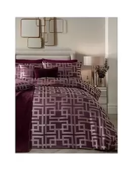 Image of Soiree Bardon Jacquard Duvet Cover Set Damson - Sk