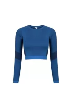 Image of Seamless Panelled Long Sleeve Crop Top