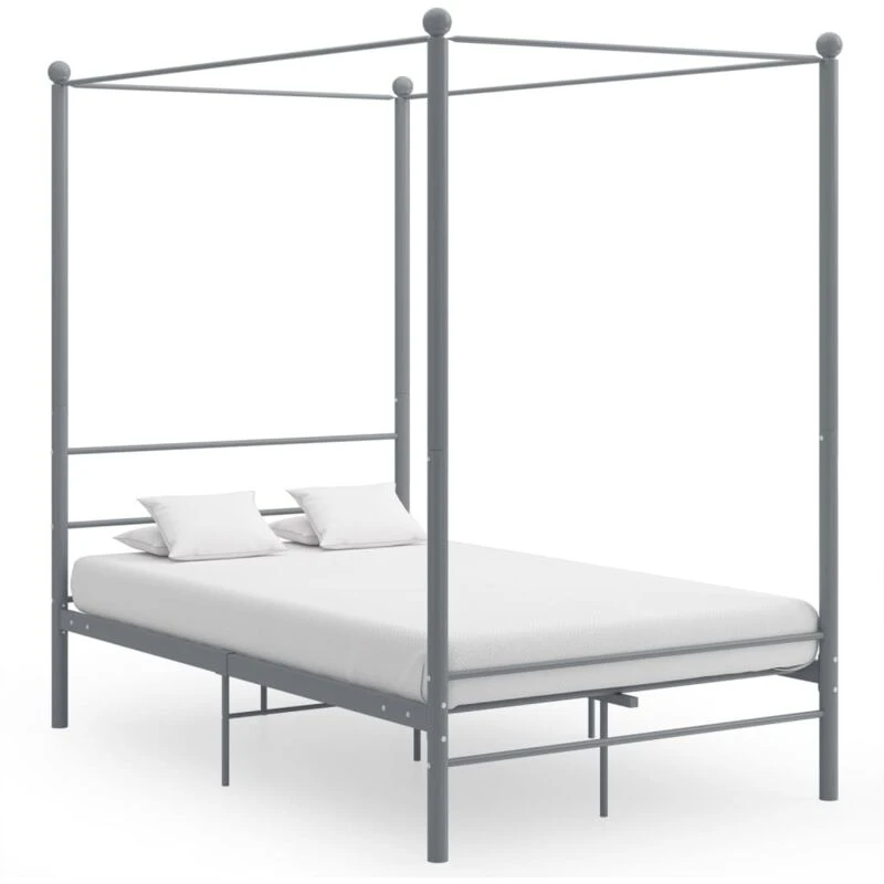 Image of VIDAXL Canopy Bed Frame without Mattress Grey Metal 120x200cm Vidaxl 8720286163740