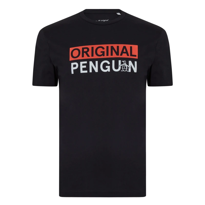Image of Original Penguin Chest Logo T-Shirt - Black S