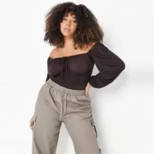 Image of Missguided Milkmaid Bodysuit - Brown
