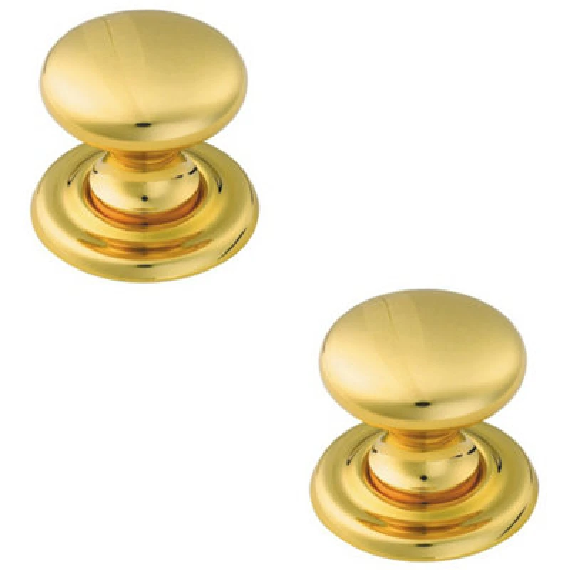 Image of Loops 2x Tiered Mushroom Cupboard Door Knob 32mm Diameter Brass Cabinet Handle Metallics unisex