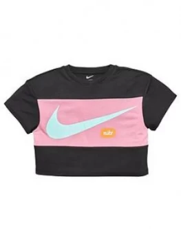 Image of Nike Younger Girls Cropped Training T-Shirt - Black