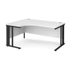 Image of Office Desk Left Hand Corner Desk 1600mm White Top With Black Frame 1200mm Depth Maestro 25 MCM16ELKWH