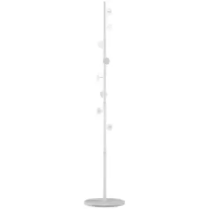 Image of Homcom Steel Coat Stand Rack Marble Base 8 Hook For Living Room Entryway White