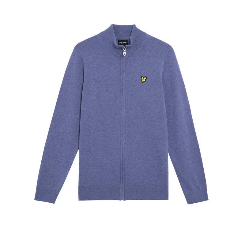 Image of Lyle & Scott Zip-up fleece in mixed wool Lyle & Scott Gris Male L