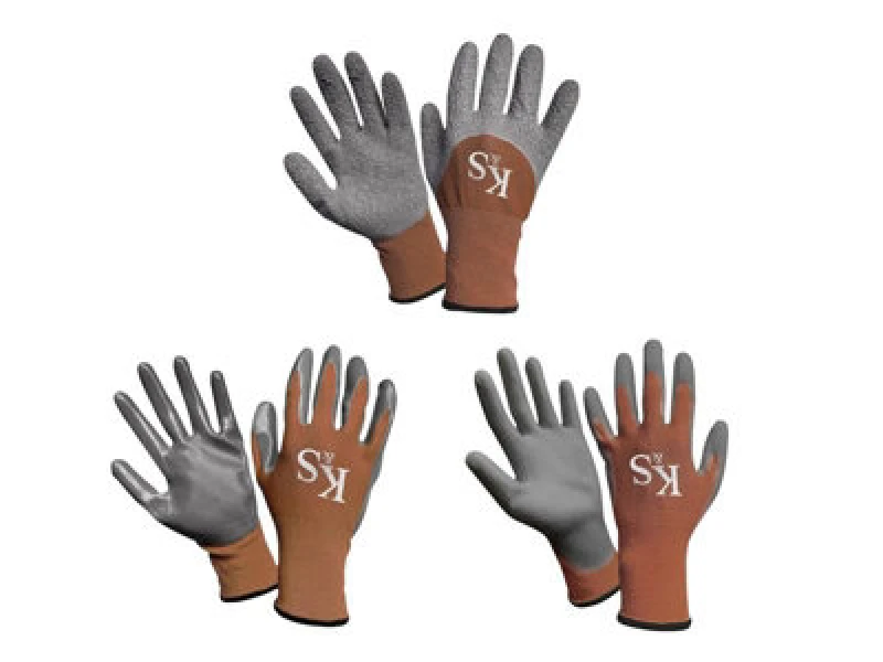 Image of Kent and Stowe Multi Task Garden Gloves Triple Pack Brown / Grey L 70105487