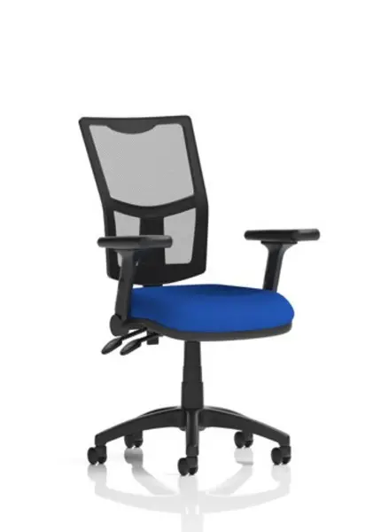 Image of Eclipse Eclipse Plus II Lever Task Operator Chair Mesh Back With Bespoke Colour Seat in Stevia Blue With Height Adjustable And Folding Arms KCUP1745