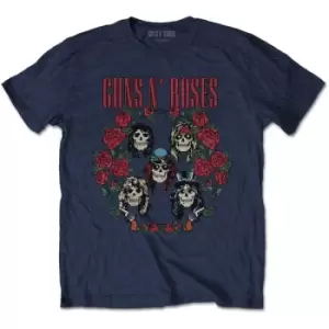 Image of Guns N' Roses - Skulls Wreath Unisex XX-Large T-Shirt - Blue