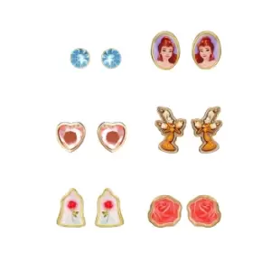 Image of Disney Beauty and The Beast 6 Piece Earring Set