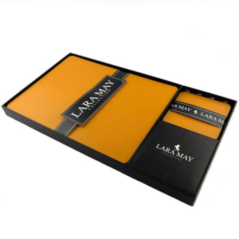 Image of Lara-May Lara May Recycled Leather 6 Piece Placemats & 6 Piece Coasters - Mustard Yellow