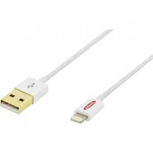 Image of ednet iPad/iPhone/iPod Charger lead/Data cable [1x USB 2.0 connector A - 1x Apple Dock lightning plug] 1m White