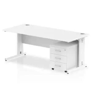 Image of Impulse 1800 x 800mm Straight Office Desk White Top White Cable