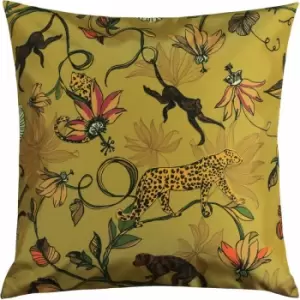 Image of Furn Wildlife Jungle Print Outdoor Cushion Cover, Gold, 43 x 43 Cm
