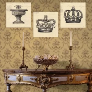 Image of 3BT040 Cream Black Grey Decorative MDF Painting (3 Pieces)