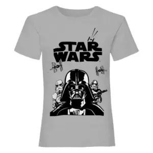 Image of Star Wars Girls Darth Vader Stormtrooper T-Shirt (7-8 Years) (Heather Grey)