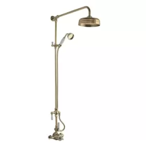 Image of Hudson Reed Wall Mounted Thermostatic Shower Valve With Detachable Head & Kit - Brushed Brass