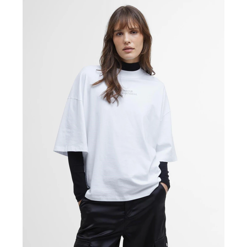 Image of Barbour International Franchesca Logo T-Shirt - White White 14