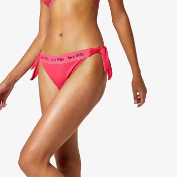 Image of Jack Wills Eco Taped Tie Side Bikini Bottoms - Bright Pink