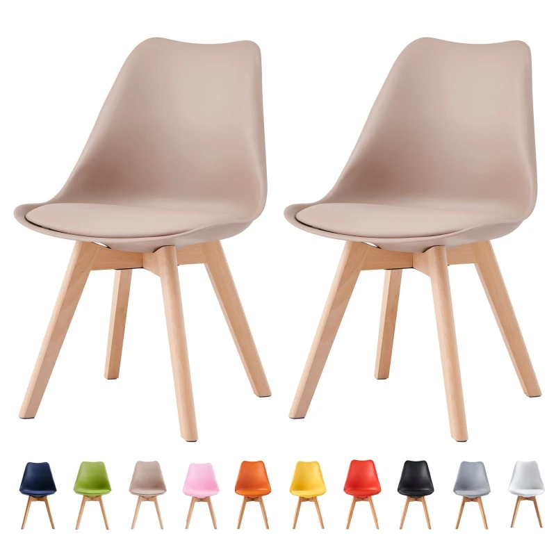 Image of MCC DIRECT Set of 2 Dining Chairs Designer Side Chairs Wooden Home Office Commercial eva brown EA0203