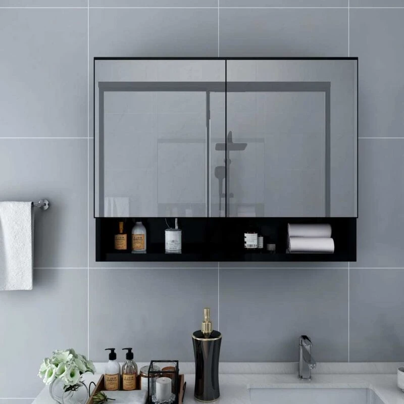 Image of VIDAXL LED Bathroom Mirror Cabinet Black 80x15x60cm mdf Vidaxl 8720286109601