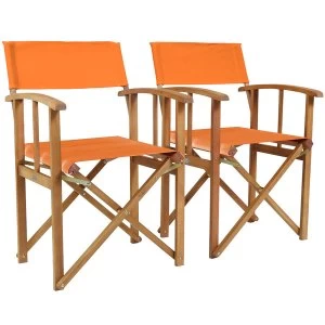 Image of Charles Bentley Pair of Hardwood Directors Chairs - Orange