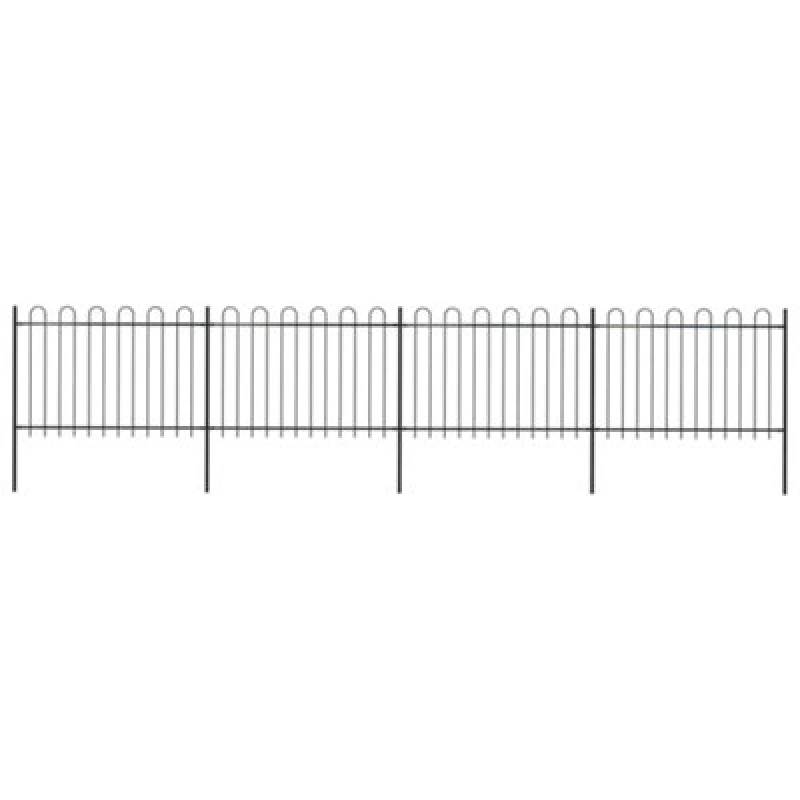 Image of Vidaxl Garden Fence With Hoop Top Steel 6.8X1.2 M Black