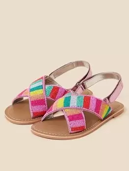 Image of Accessorize Girls Tropical Beaded Sandals - Multi, Size 2 Older