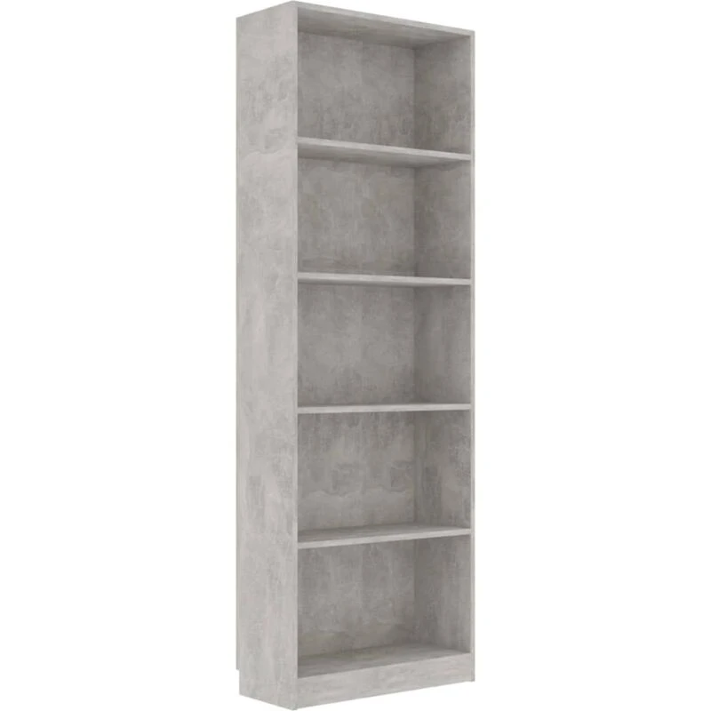 Image of VIDAXL Vidaxl - 5-Tier Book Cabinet Concrete Grey 60x24x175cm Engineered Wood 800886