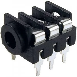 Image of 3.5mm audio jack Socket horizontal mount Number of pins 3 Stereo Black Cliff FCR1295