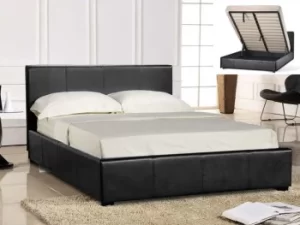 Image of LPD Prado 4ft6 Double Black Upholstered Faux Leather Ottoman Bed Frame